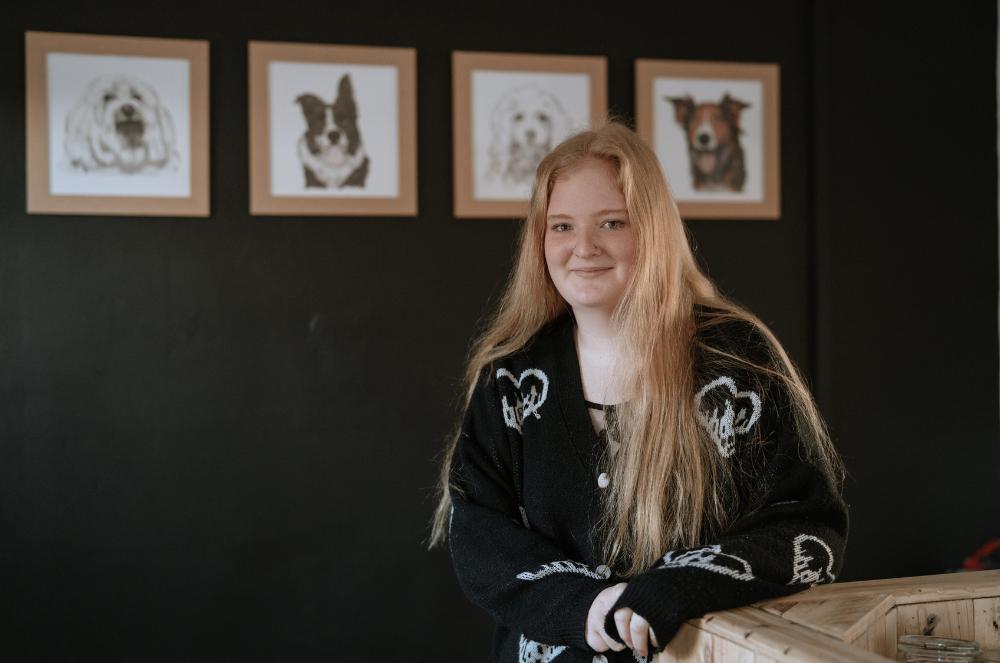Gallery - Dog Paintings in Background - Heart Dog